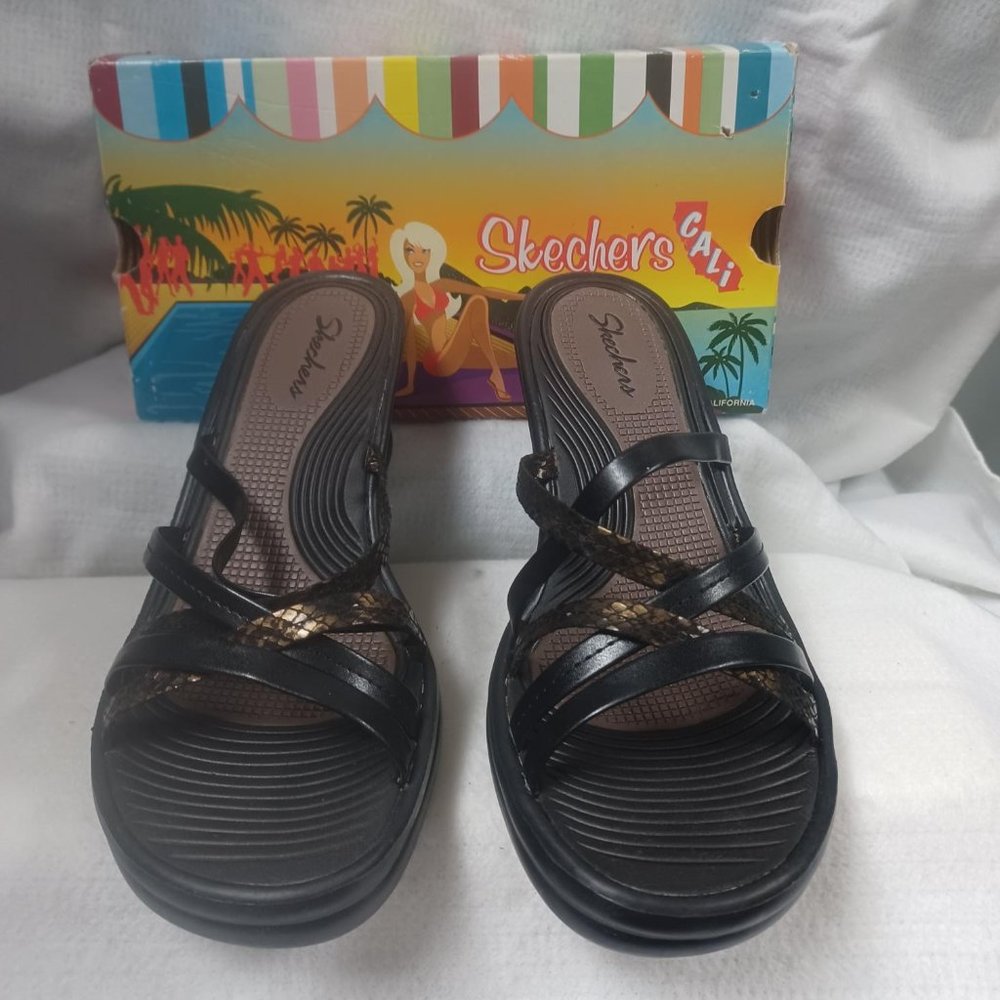 New Sketchers Women's Rumble On Night Out Black Size 9 Sandals